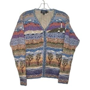 Icelandic Design Linen Blend Zippered Front Cardigan Style Sweater Size Small